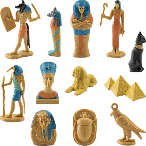12-teiliges Set altägyptischer Modelle, Mini-Figuren aus Ägypten, altägyptische Figuren, ägyptische Statuen für Kinderspielzeug (1/4)