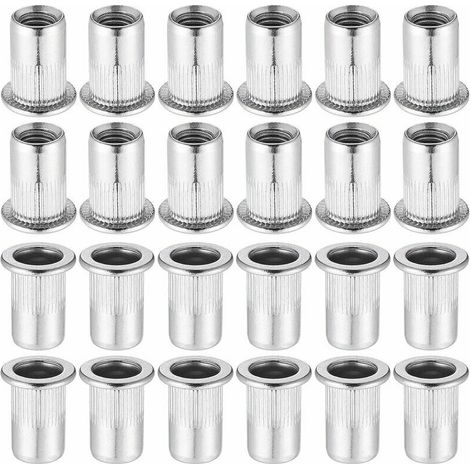 60 Pièces 304 Ecrou a Sertir M8 en Acier Inoxydable Tête Plate Ecrou Aveugle Rivet Fileté Ecrou a Rivet pour pince à insert fileté (1/4)