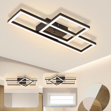 ZMH Plafonnier LED Plafonnier Salon - 20W Lampe de Salon Lampe de Cuisine Blanc Chaud Design Moderne Lampe de Chambre Noire Éclairage de Plafond Carré pour Couloir Cuisine Bureau (1/5)