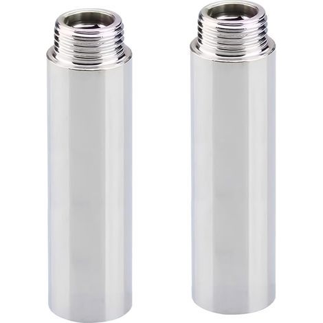Lot de 2 rallonges de robinet 1/2" x 200 mm, 1/2" IG x 1/2" AG G1/2", rallonge filetée DN15, rallonge de pommeau de douche, valves d'angle (1/5)