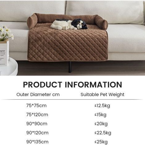 Hundebett - Sofaschutz - Handgefertigtes Hundebett - Waschbar - Sofakissen - Weiche Hundematte - Für große, mittlere und kleine Hunde (Kaffee, 75 × 75 cm) (1/4)