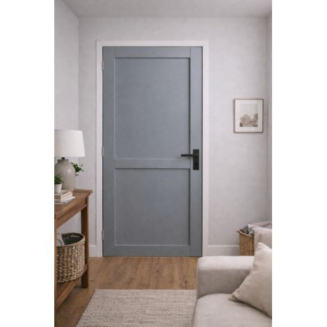Bloc Porta Athena Grigio Chiaro 2 Pannelli H204 x L73 cm Lato Tavolo P.destra, maniglia GD MENUISERIES