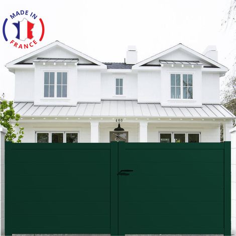 Portail aluminium battant plein en kit dimensions L.4000 (entre piliers) X H.1900 mm Couleurs Vert (RAL 6005)