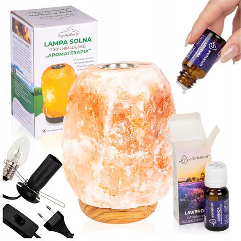 Aromatherapie-Salzlampe + natürliches ätherisches Lavendelöl 12 ml