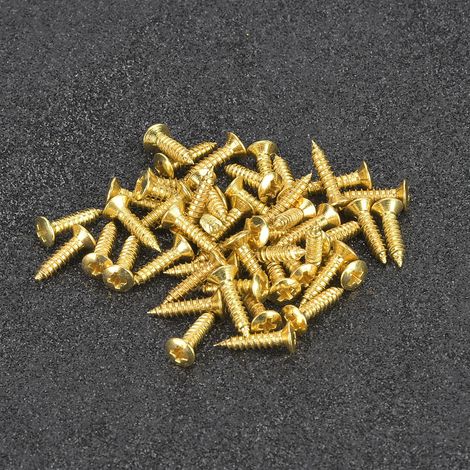 50 Vis de fixation 12x2.5mm dorées pour plaque de protection de guitare basse, couvercle et support (1/3)