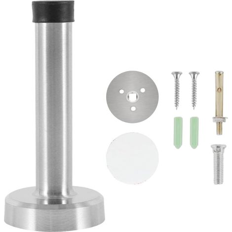 Stainless Steel Door Stopper, Door Stopper, with Rubber Protective Rings Screws and Glue 2 Installation Methods (1 Piece) (Silver/Silver, 20 cm/7.87 in) (1/5)