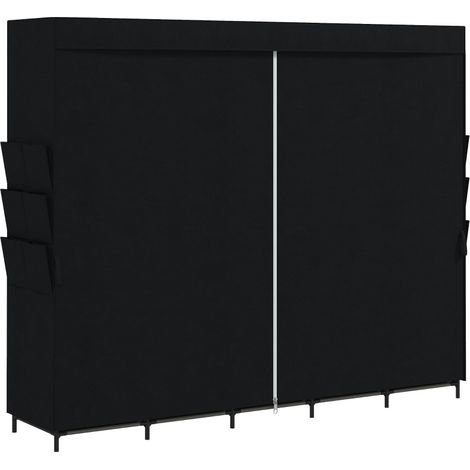 Armadio guardaroba in tessuto nero con 5 appendiabiti e 5 ripiani 212 x 45 x 167 cm HOMVRA (1/5)