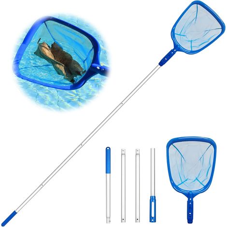 Épuisette Piscine 185 cm avec Manche Télescopique Filet Piscine Maille Fine Nettoyeur de Surface pour Feuilles et Insectes Accessoire pour Piscine Spa Étang et Fontaine (1/5)