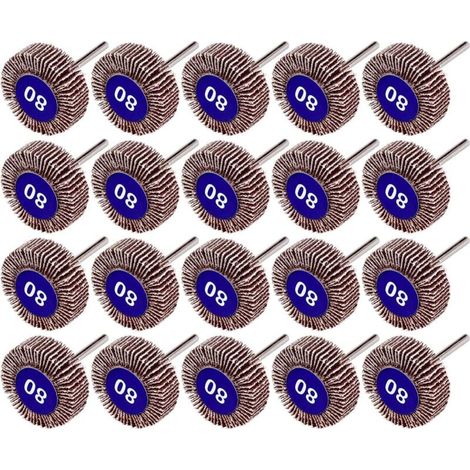 20 Pcs Roue à Lamelles, 80 Grains Ponçage de Disque de Roue à Lamelles de Papier pour Outils Rotatifs Dremel (1/4)