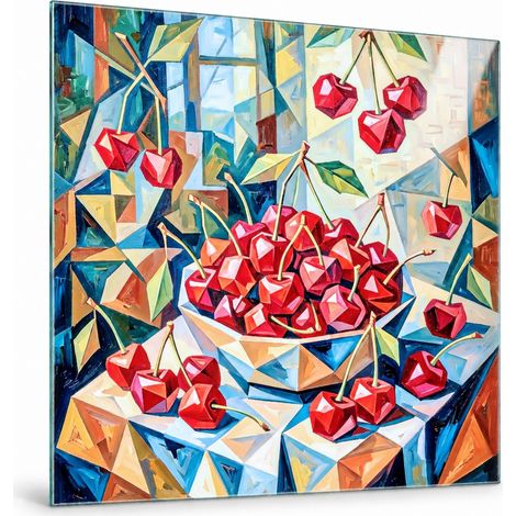 Lupia Quadro Cucina su Vetro 30x30 cm GLASS CUBISMO CILIEGIE da Parete (1/4)