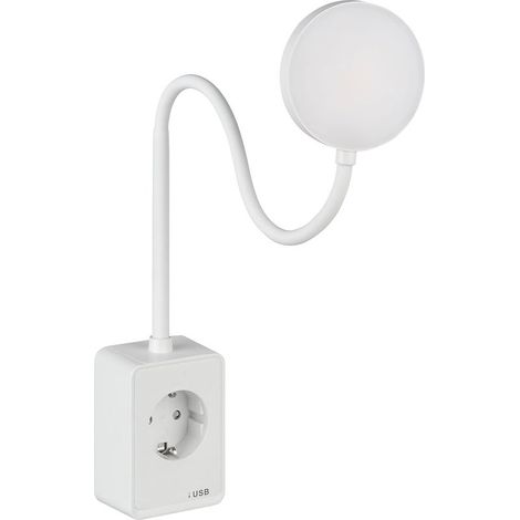 1 - Steckdosenlampe - LED-Leselampe - Flexibler Schwanenhals - Dimmbar mit USB-A- und USB-C-Anschlüssen - Für Schlafzimmer, Wohnzimmer, Küche - Neutralweiß 4000 K - 4,5 W (1/5)