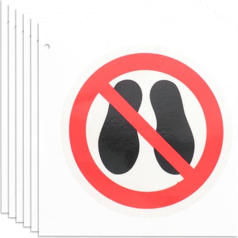 Etiquettes adhésives rondes 6PCS Ne pas marcher en vinyle pour signalisation d'équipements en usine et zones à risque (1/5)