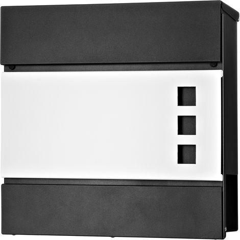 Briefkasten Edelstahl Wandbriefkasten Zeitungsfach Zeitungsrolle Namenschild Design Mailbox Kasten Postkasten Wandmontage - Schwarz/Weiß (1/5)