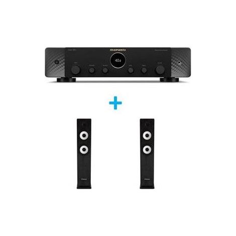 Hi-Fi Verstärker Marantz Stereo 70 Schwarz + ein Paar Cabasse Jersey MT32/2 Säulenlautsprecher Schwarz Ebenholz