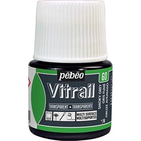 Peinture Vitrail - PEBEO - Gris Fumé - Flacon 45ml - Couleurs vives - Résistance à la lumière