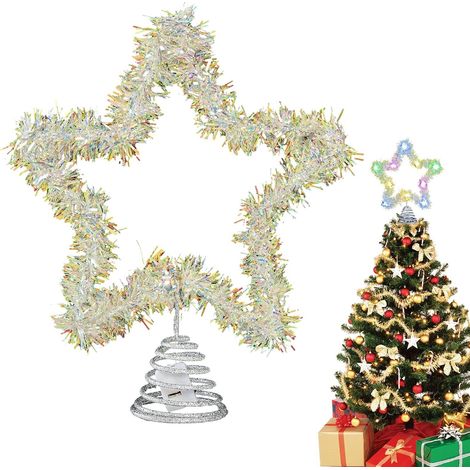 CCYKXA Weihnachtsbaumspitze Stern – Glitzernde Baumspitze mit LED-Lichtern Festliche Dekoration für Büro, Zuhause, Wohnzimmer, Bar (1/5)