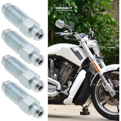 4 Éléments Q235 Vis de Purge d'Étrier de Frein Acier 3/8-24 Mamelon de Purge Compatible avec Harley-Davidson 502660 Argent (1/3)