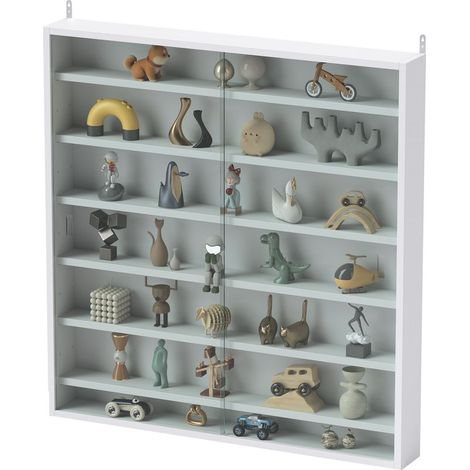Vitrine pour collection vitrine murale 80 x 9,5 x 83 cm 6 étagères réglables en hauteur 2 portes coulissantes en verre (1/5)