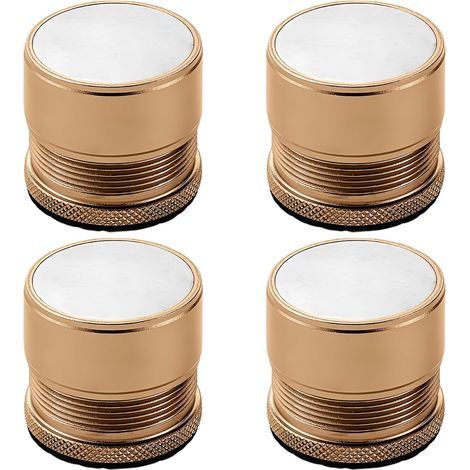 Lot de 4 Rehausseur de Meubles Réglable Métal, Rehausseur Pieds de Lit, Pieds de meubles pour Chaise, Table, Canapé, Caisson, Armoire de salle de bain, Doré, hauteur de 2.7cm-4cm, diamètre 40mm (1/5)