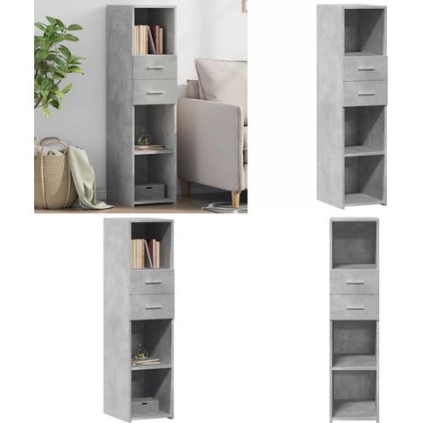 Highboard Betongrau 30x42,5x124 cm Holzwerkstoff - Sideboard - Hochschrank - Wohnzimmermöbel - Holzwerkstoff - Grauer Schrank - Home & Living (1/5)
