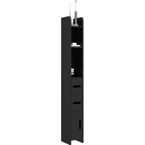 Mobile a Colonna da Bagno 15x17x120 cm Design Compatto Salvaspazio Nero (1/5)