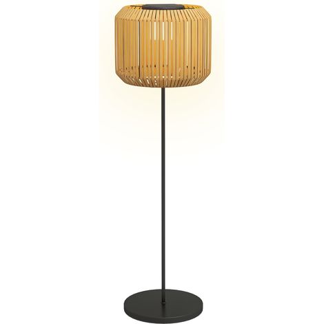 Lampada Solare da Giardino con Illuminazione LED, in Acciaio e Rattan PE, Ø34x130 cm, Giallo