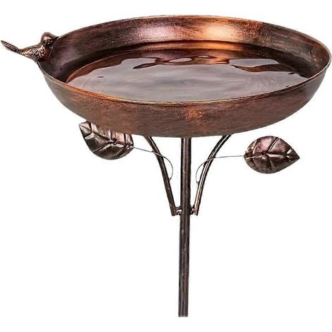 Abreuvoir à oiseaux vintage en fer forgé avec piquet de sol, décoration de jardin rustique antique pour l'observation des oiseaux (1/5)