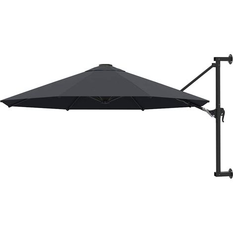 Parasol mural avec mât métallique 300 cm Anthracite (1/5)