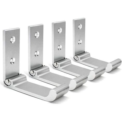 (Silberne) Klappbare Wandhaken, 4er-Set Wandhelmhalterung, unsichtbare Kleiderhaken, Aluminium-Wandhaken, inklusive Schrauben, Garderobenständer (1/4)