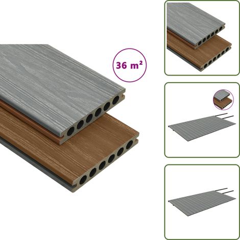 The Living Store Panneaux de terrasse et accessoires WPC Marron/gris 36 m² 2,2 m - Panneau de terrasse (1/5)