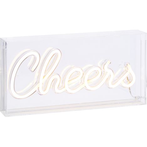 Litecraft Glow Light Box Neon Style Cheers LED Children's Bedroom Fitting- White (1/5)