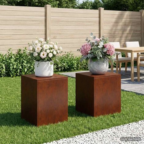 vidaXL Plant Stand 2 pcs Rusty 40 x 40 x 40 cm Weathering Steel (1/5)