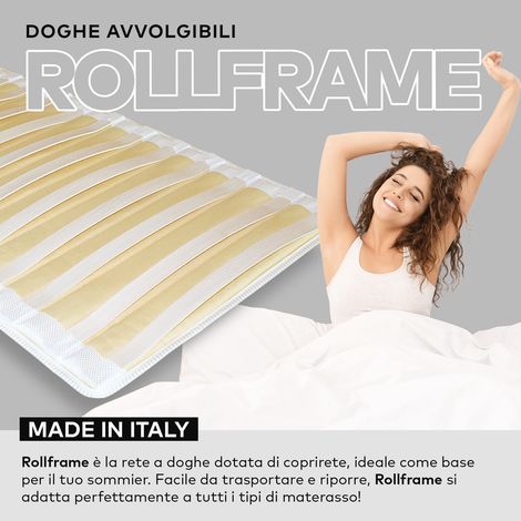 EVERGREENWEB - Rete singola 90x190 cm arrotolabile, con doghe legno in betulla, stuoia di doghe avvolgibile, adatta a tutti i materassi. Realizzata completamente in Italia (1/5)