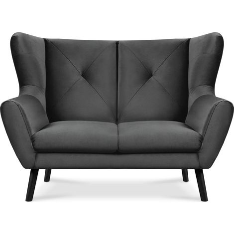 KONSIMO MIRO Elegantes zweisitziges Sofa für das Wohnzimmer, dunkelgrau (1/4)