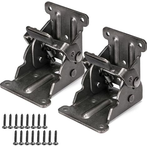 2 Charnières de Pliage avec Système de Verrouillage, Supports Pliants pour Table, Établi, Plateforme Repliable (1/4)