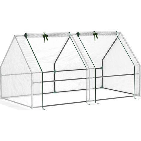 SERRA DA GIARDINO CON COPERTURA IN PE RINFORZATO E TELAIO IN ACCIAIO. 180X90X90CM. BIANCO (1/5)