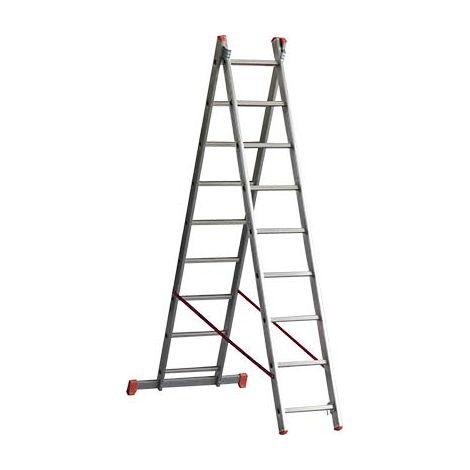 scala a due elementi 'or2' 9+9 gradini - h. 4,30 mt - montante 73x25 mm
