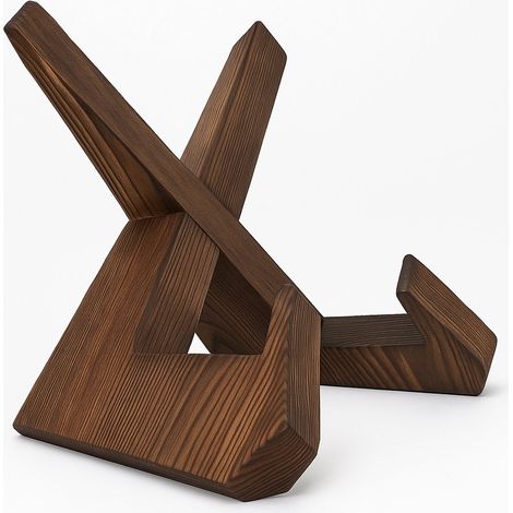Support de livre en bois – Porte-livres de cuisine et support pour tablette de luxe – Bois massif durable – Marron foncé (1/5)