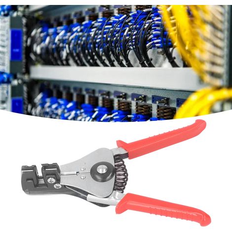 Roter, multifunktionaler automatischer Abisolierer, robustes automatisches Abisolierwerkzeug für die Verkabelung. (1/5)