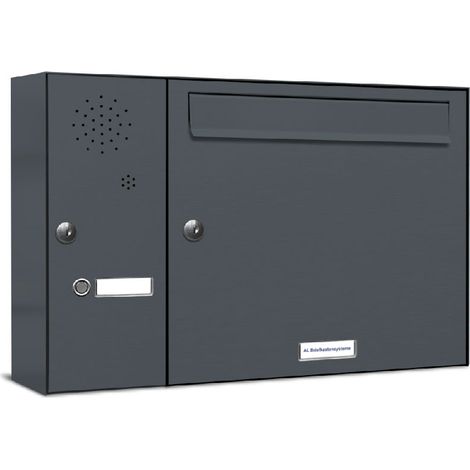 1er Briefkasten Anlage Aufputz - Wandmontage RAL 7016 Anthrazit Klingel (1/5)