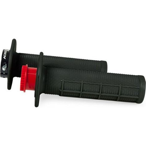 Puños Racetech (rtech) R20 con sistema de bloqueo (22+25 mm) negros (medio gofre) + 3 adaptadores de acelerador para motocicletas Beta. (1/2)