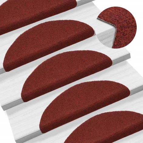 FIMEI Tapis d'escalier auto-adhésif Poinçon aiguilleté 15 pcs Rouge (1/5)