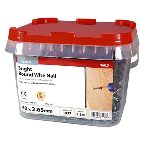 TIMCO Round Wire Nails Bright - 40 x 2.65
