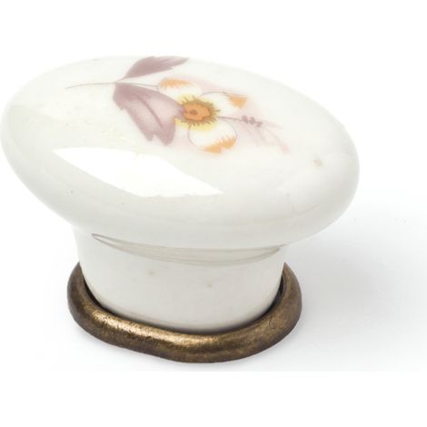 Bouton de meuble  Style classique  En Porcelaine - Zamak  Finition fleur marron  Dimensions 402827mm  Système de fixation vissé  Comprend des vis M4  4 unités - talla