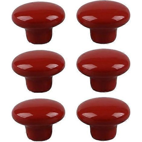 Boutons de meuble ronds en céramique rouge - Lot de 6 (1/5)