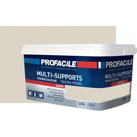 Peinture intérieure multi-supports, satin, murs, plafonds, boiseries, radiateurs, sans odeur, plusieurs teintes PROFACILE DBD4C7 2.5 litres