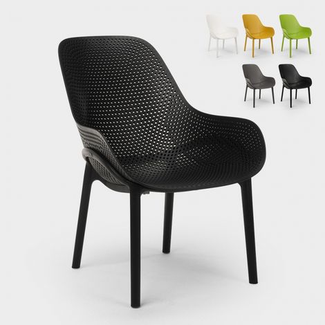 Sedie design moderno per cucina e bar in polipropilene Majestic - Nero