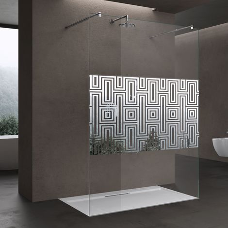 doporro® Duschwand Duschtrennwand 140x200 Walk-In Dusche mit Doppel-Stabilisator aus Echtglas 10mm ESG-Sicherheitsglas Klarglas mit Labyrinth-Design inkl. Nanobeschichtung (1/5)
