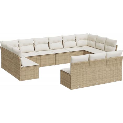 Maison Exclusive - 13-tlg. Garten-Sofagarnitur mit Kissen Beige P