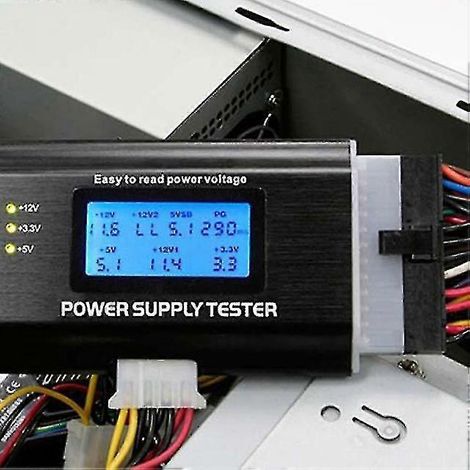 Testeur d'alimentation Digiflex ATX - Outil de diagnostic LCD 20/24 broches avec connecteurs SATA/PCI-E pour le test des alimentations PC (12 x 6,2 cm) (1/3)